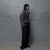 SLASHED CHECK HOODIE: PURPLE