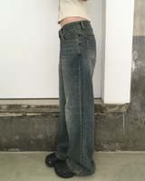 Lowrise tan straight denim pants