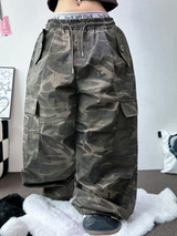 ミリタリーカーゴコットンオーバーワイドバルーンロングパンツ 🤎🩶💚3カラー