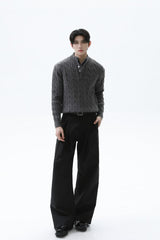 Layered Look Henley Knit Sweater