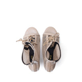 Mesh Lace-Up Open Toe Heel(Beige)