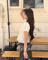 [MADE] Leng lace puff blouse
