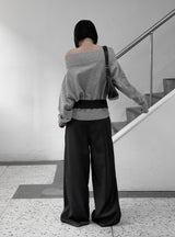 Leno One-Shoulder Off-Knit Top