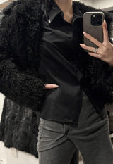 Chocolate Hairy Fur Jacket