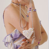 LOVE Pearl Crystal Mini Heart BAG_WHITE