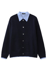 Striped Layered Look Knit Cardigan