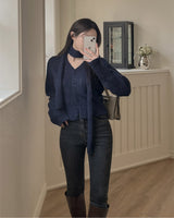 Knit cardigan & scarf set