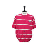 Pink ストライプ半袖カーディガン