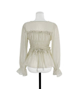 merlin puff strap shirring chiffon bl