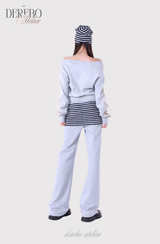 Gradient Off-Shoulder Zip-Up (TOP)