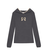 FLOWER PATCH HOODIE LONG SLEEVE CHARCOAL