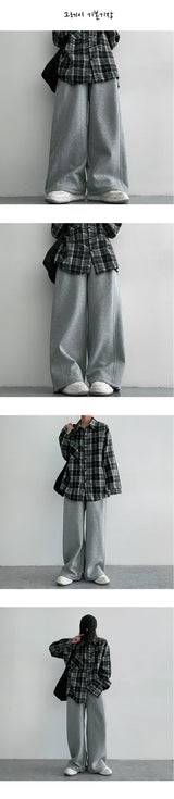 [3-length][S–3XL]NIT カットワイドスウェットパンツ (3 colors)