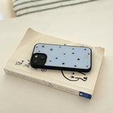stripe star glossy glass bumper case (blue)
