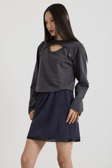 Cotton Layered Long Sleeve T-Shirt, Charcoal