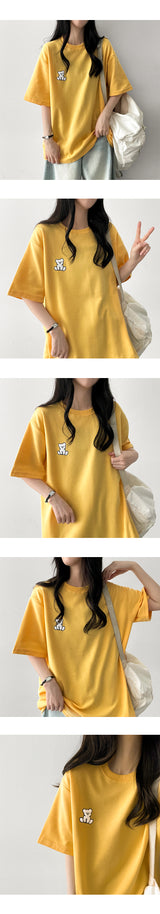 White Bear Embroidered Short-Sleeved T-shirt