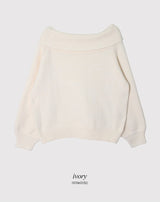 Present Ribbon Twist Loose Off Shoulder Knit (4color)
