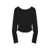 SUNNIOR LACE V-NECK LONG SLEEVE T (3Color)