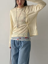 フラワーシースルーレイヤードTシャツ