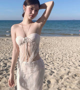 [ 3-piece / nude mermaid mood ] alcohol-free lace bikini