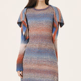 WOOL GRADATION 4WAYS BOLERO - BROWN & BLUE