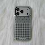 Dot Check Matcha Silver Epoxy Case