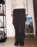 (2color) Diagonal Shirring Bootcut Layered Pants