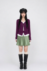 サテン Aライン ミニスカート (5COLORS!)