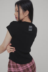 C 90S ラインベーシックTシャツ_ブラック