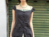 Pocket-line button layered dress