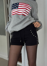 SQUARE STUD MINI SHORTS