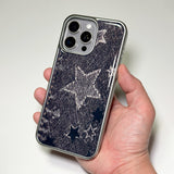 フェイドデニムスターダストスマホケース ブラウン (SV_Epoxy)