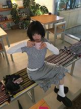 LACE CHECK TEE