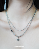 [Aespa Winter,Purplekiss Dosie Pick](Surgical Steel) Black Oriental Square Layered Necklace