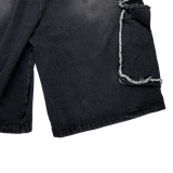 raw-edge cargo bermuda shorts