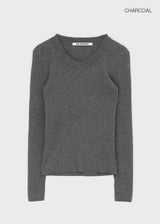[MADE] Tanjiki Wool U-neck Ribbed Knit