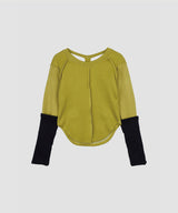 BICOLOR EXTRA LONG SLEEVE RIB TOP