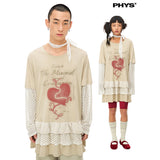 Stitched distressed red heart T-shirt dress