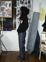 Bouclé Argyle Knit Zip-up Hoodie_Black