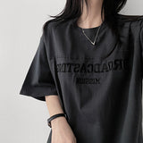 Porch Embroidered Slit Boxy Fit Short Sleeve T-shirt