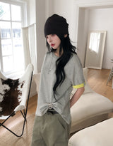 [unisex] ロベン カラーマッチング ロールアップ ショートスリーブ Tシャツ