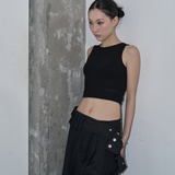 PLEATED SNAP BELT (BLACK)