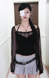 Ribbon crop halter top (2color)
