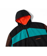 MFレトロ フーデッド トラックジャケット(Black/Bluegreen/Orange)