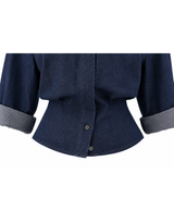 Luena Roll-Up Back Waist Banding Shirts Gray Denim