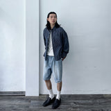Washed Distressed Wide Shorts
