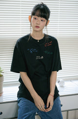 26SS★ Draw Stitch Embroidered Short Sleeve Tee