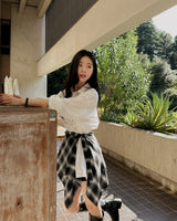 Els Checkered Layered Skirt