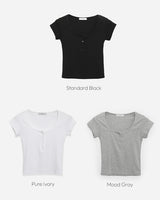 [MADE] Hitch Henley neck short-sleeved T-shirt