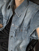 jacquard short-sleeved denim jacket