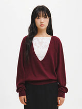 DEEP V-NECK LOOSE FIT KNIT PULLOVER